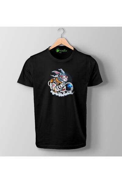 SCUBAPROMO Organikse Astronaut Zečja majica sa printom, unisex