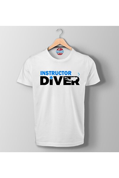 SCUBAPROMO Λευκό μπλουζάκι με στάμπα Instructor Diver
