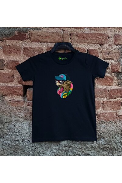 SCUBAPROMO Dj Cat crna dječja unisex majica sa printom