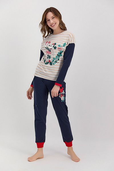 Minnie Mouse Licensed Beige Melange Women's Pajama Set