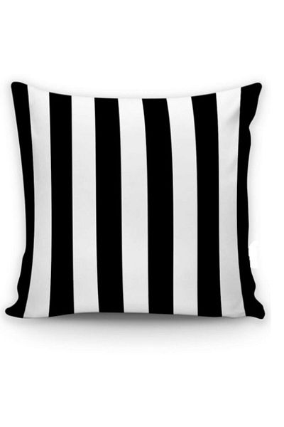StorBurada Husă de pernă decorativă cu dungi alb-negru