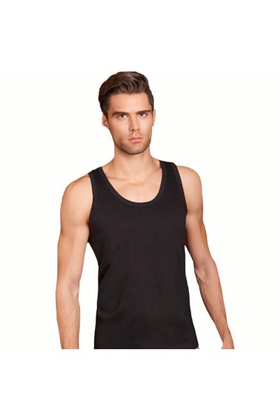 Berrak Pack of 6 Men's Strappy Tank Top Black 1022