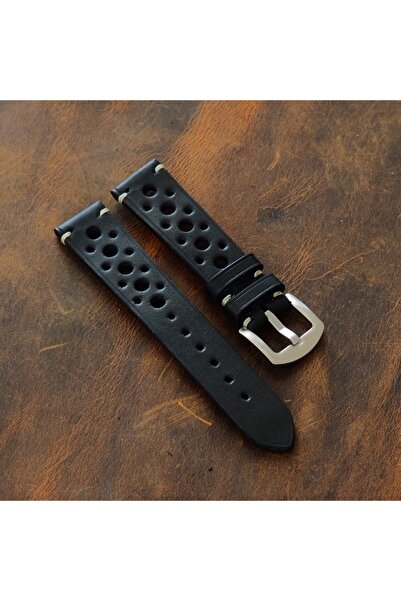 Ventum Craft 22mm Black Minimal Stitching Rally Handmade Leather Cord