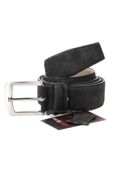Bay Pablo F42 Black Genuine Leather Nubuck Men's Belt