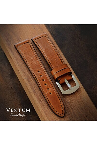 Ventum حبل جلدي مصنوع يدويًا بخياطة كاملة بلون الجمل مقاس 18 مم