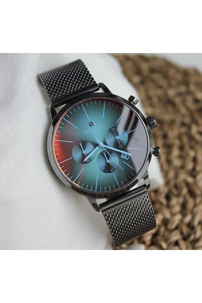 Reward Men's Wristwatch Colored Glass Gray Straw