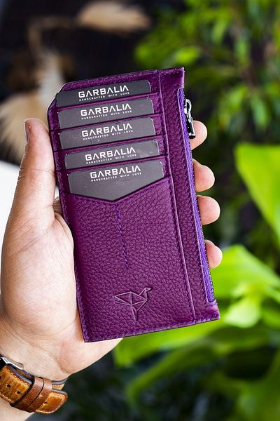 Garbalia Portofel unisex cu fermoar din piele naturală Blush