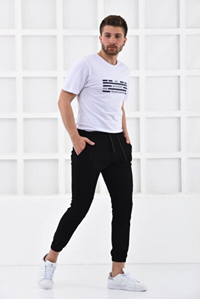FBI Black Men's Super Skiny Waist and Leg Elastic Jogger Pants F321574