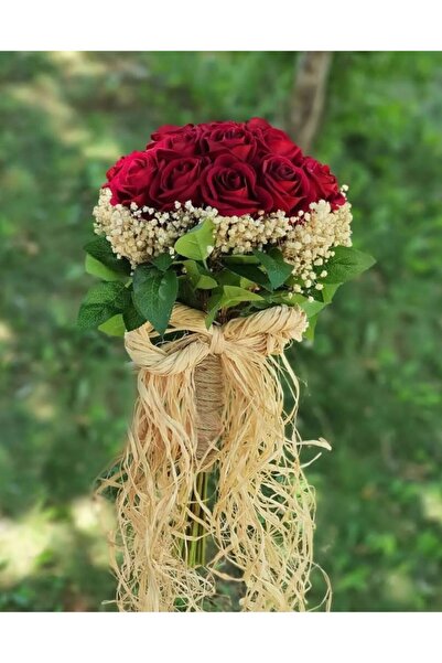 Evsay Gerçek Görünümlü Yapay Gelin Buketi Gül Demeti Gelin Çiçeği Nişan Düğün...