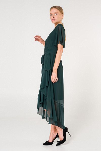 SpringStore Rochie din șifon cu volane smarald