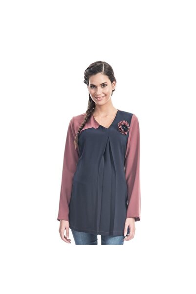 Genel Markalar Asimetrik Yaka Detaylı Hamile Bluz