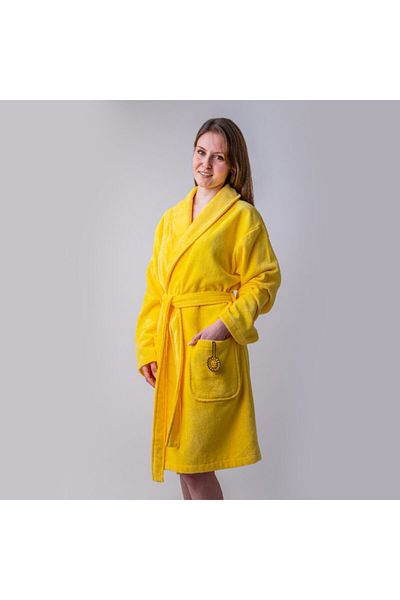 Milk & Moo Samt-Bademantel für Damen – Bee Buzz Buzz Design