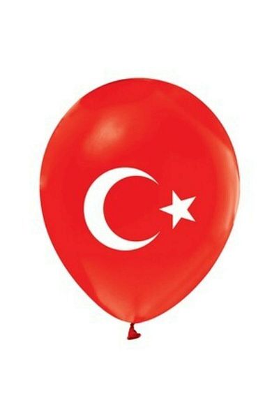 BAL10 DÜNYASI Crescent Star Turkish Flag Balloon 10 Pieces