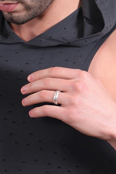 LABALABA Erkek Antik Gümüş Kaplama Ayarlanabilir Baskılı Bohem Yüzük