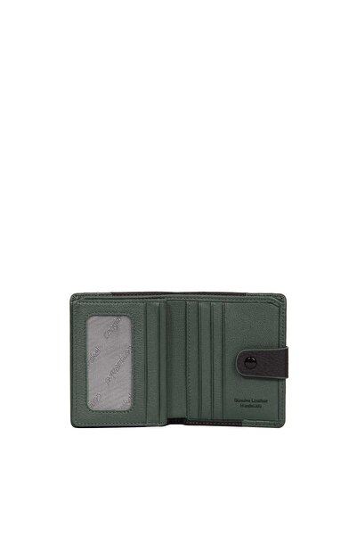 CENGİZ PAKEL Genuine Leather Card Holder with Money Compartment 2481-black-green