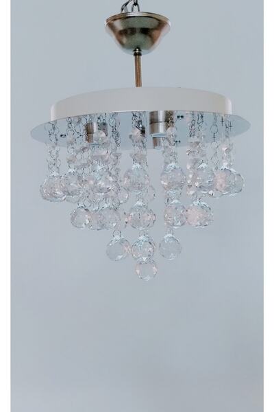 öalpa Katlı 3 Duylu Paslanmaz Çelik Krom Renkli Modern Avize