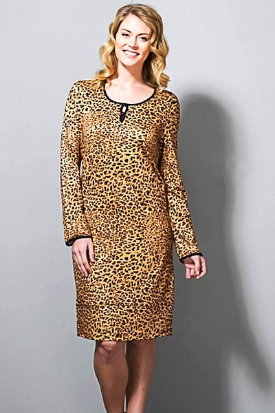 Blackspade Women's 94% Modal Leopard Patterned Nightgown