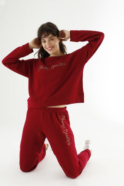 Siyah İnci Costum de tricotaje, roșu Claret