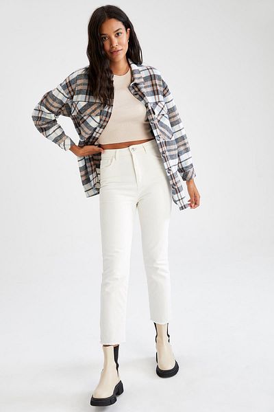 DeFacto Tunica cămașă de lumberjack de flanel cu buzunar cu model Relax Fit