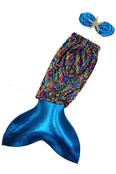 Parti Kırtasiye Costum Printesa Sirena Paiete Steaua De Mare Rochie Albastra Copii Fete
