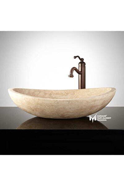 MYM Mermer Yapı Market Tasarım Traverten Elips Lavabo