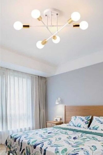 BSA LIGHTING Elisa 6'lı Beyaz Gold Sarı Avize