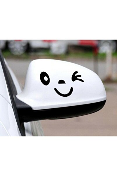 esticker 2 Pack Side Mirror Smiling Face Sticker 12 X 6 Cm Black