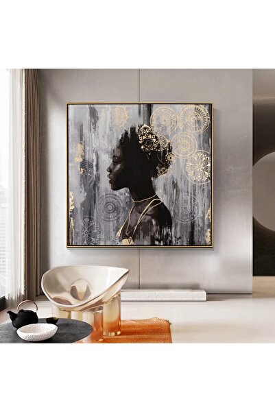 Markazip Altın Metal Çerçeveli Kanvas Tablo 90x90cm Kod: Bl699-k-a