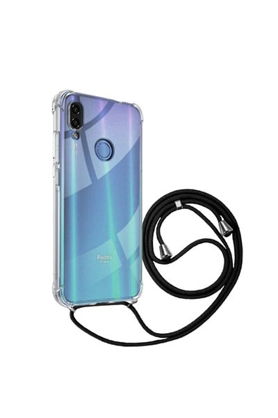 Molly Xiaomi Redmi Note 7 Compatible Black Neck Strap Transparent Silicone Case