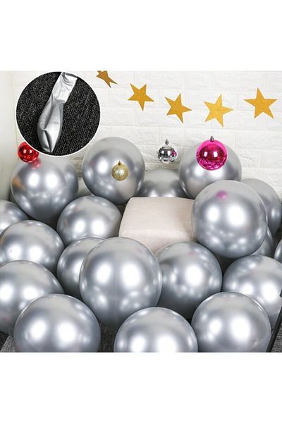 Kalisan 10 Pieces Silver Chrome Balloons