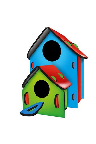 Kumtoys Portable MDF 2 Layer Paintable Bird Wooden Bird Nest