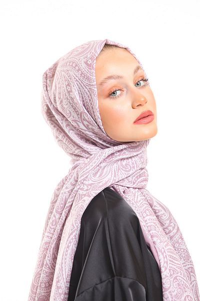 19V69 ITALIA Powder Cream Shawl Geometric Pattern Pavia Series with Scarf Hanger and Gift Set 75x200 Cm