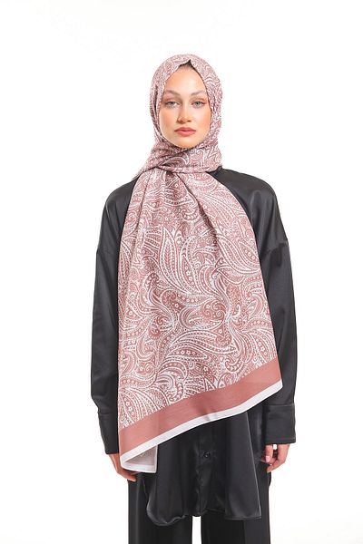 19V69 ITALIA Nude Cream Shawl Geometric Pattern Pavia Series with Scarf Hanger and Gift Set 75x200 Cm