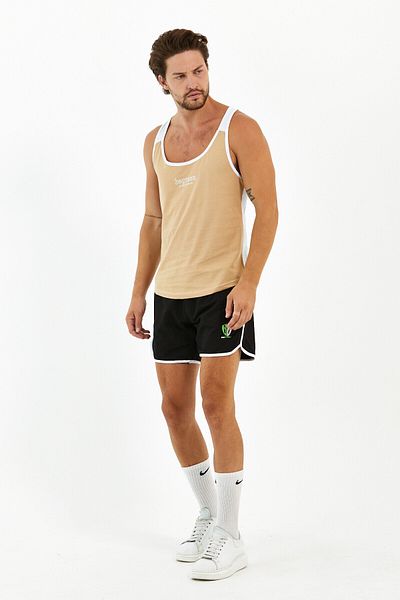 Be Green Men's Athlete Undershirt Double Color Light Brown White