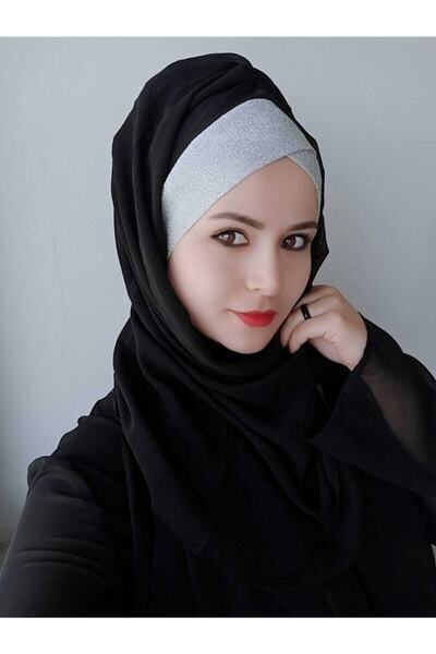 BAV Butik Ayvitrin Women's Hijab Single Strap Glittered Ready Trend Shawl Bla...