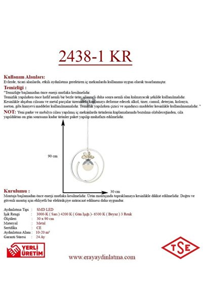 Eray Aydınlatma 2438-1 Krom Led Avize