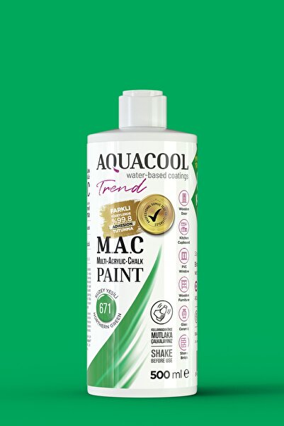 Aquacool Trend M.a.c Su Bazlı Akrilik Boya 671 Kuzey Yeşili 500 ml