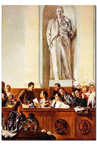 Cakatablo Ξύλινος πίνακας: Ρώσοι πολιτικοί μπροστά στο άγαλμα του Λένιν (Μέγε...