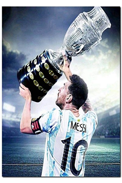 Cakatablo Ahşap Tablo Lionel Messi2021 Arjantin Şampiyonluk Kupası (25x35 Cm ...