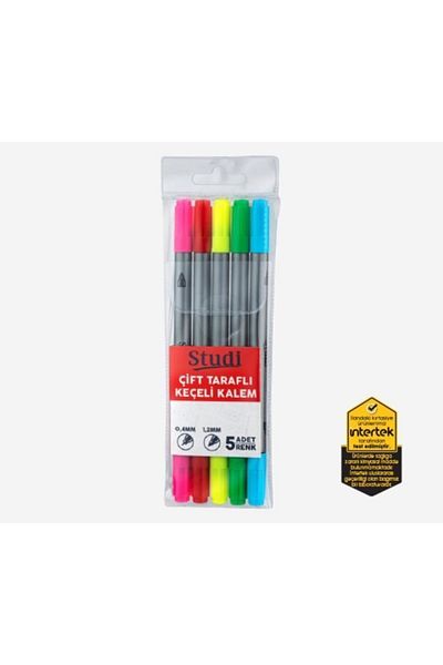 EsSe'nin dünyası 5-color Double Sided Felted Pen -0.4mm and 1.2mm