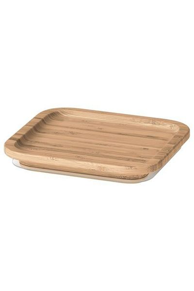 IKEA غطاء حاوية تخزين، غطاء من الخيزران Meridyendukkan مربع من الخيزران مقاس 15 × 15 سم