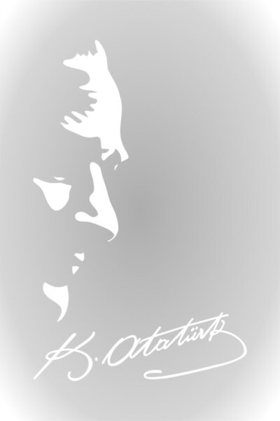 esticker Kemal Atatürk Silüeti Ve Imza Oto Sticker Araba Sticker 40 X 26 Cm B...