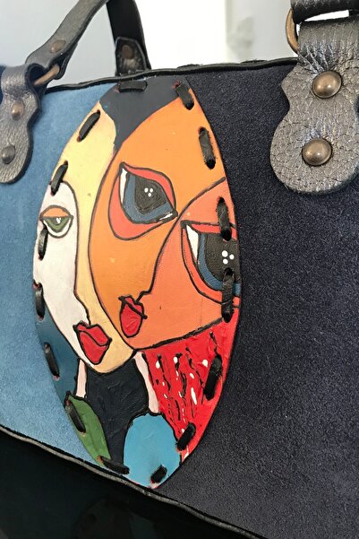 Bohemian Kadın Antrasit Özel Üretim Deri Çanta