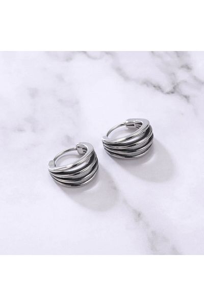 northstarshop Modern Design Wide Hoop Snap-On 316l Men's Steel Earrings (pair)