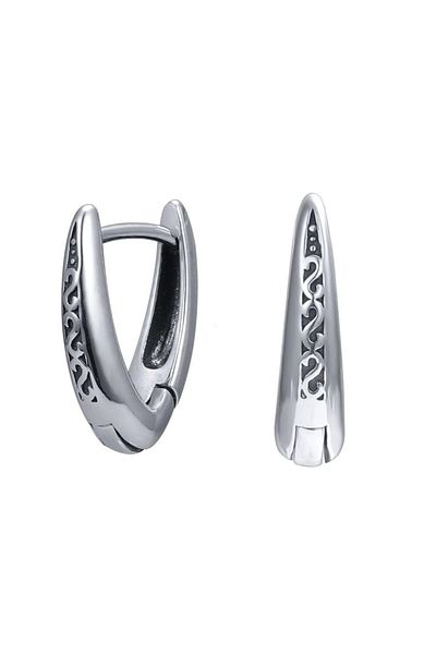 northstarshop Antique Design Long Hoop 316l Steel Men's Earrings (pair)