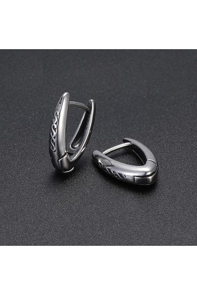 northstarshop Antique Design Long Hoop 316l Steel Men's Earrings (pair)