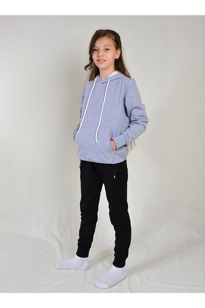 KİDSPİTİRCİK Unisex Παιδική Γκρι Μαύρη Φόρμα Καγκουρό με Τσέπες Σετ 4 Εποχών