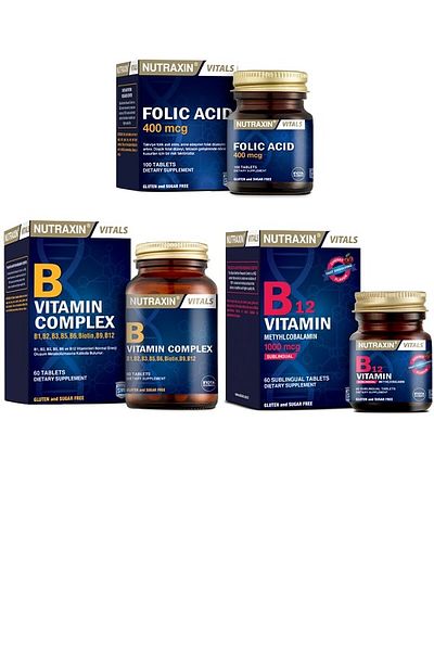 Nutraxin FolicAcidand VitaminBComplex - 400Mcg+ 60 T. + B12 60 Linguistic Tablets