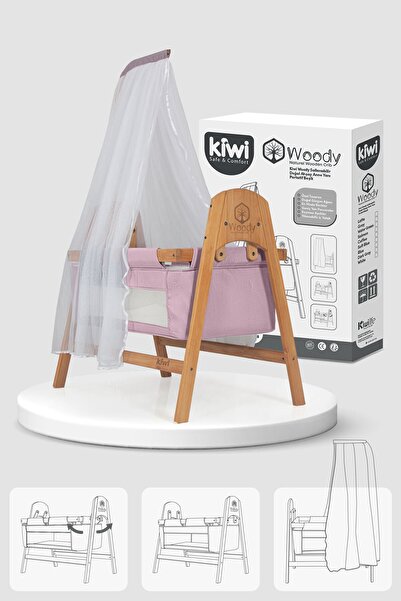Kiwi Woody Sallanabilir Doğal Ahşap Anne Yanı Portatif Beşik