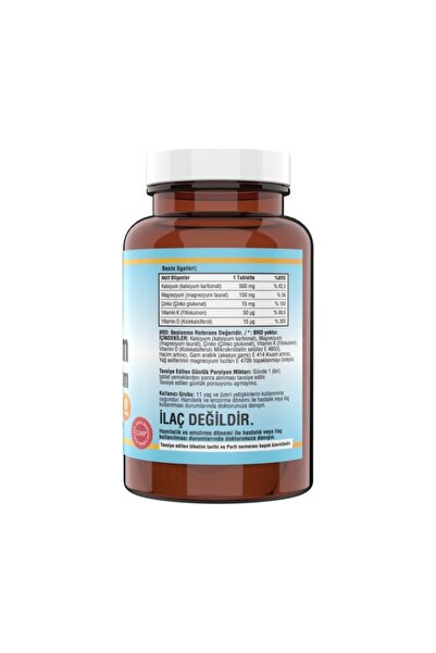 NCS Calcium Magnesium Çinko D K (kalsiyum Magnezyum Çinko) 120 Tablet 2 Adet